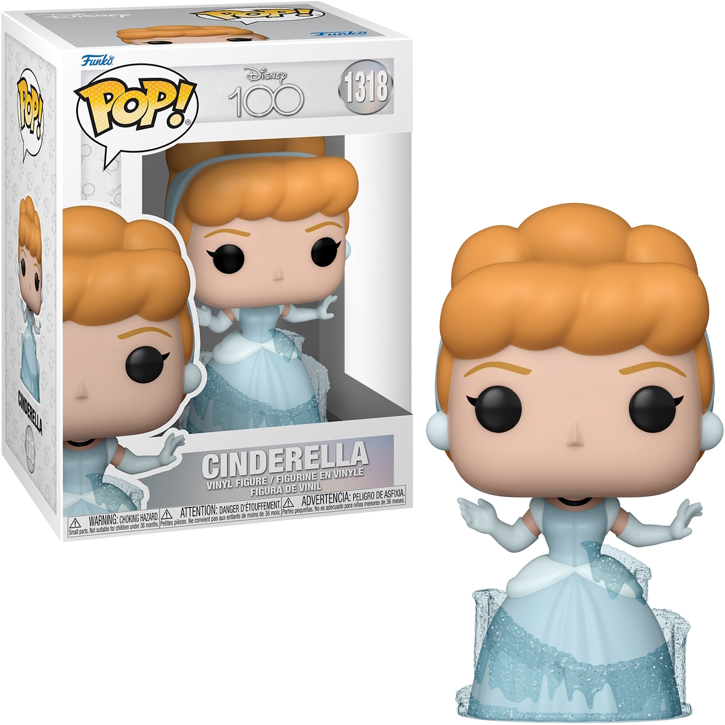 Statuetta di Cenerentola in una scatola, con una vista ravvicinata della figura.
