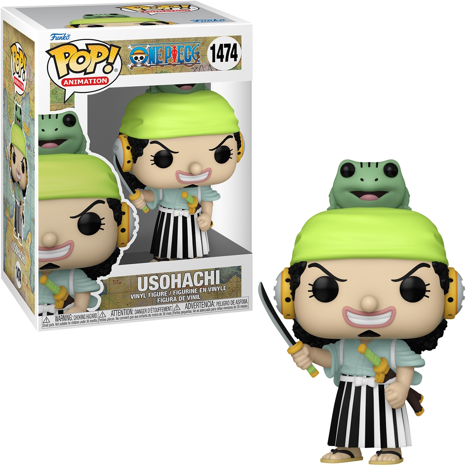 Usohachi Funko Pop figura in scatola con rana e spada.