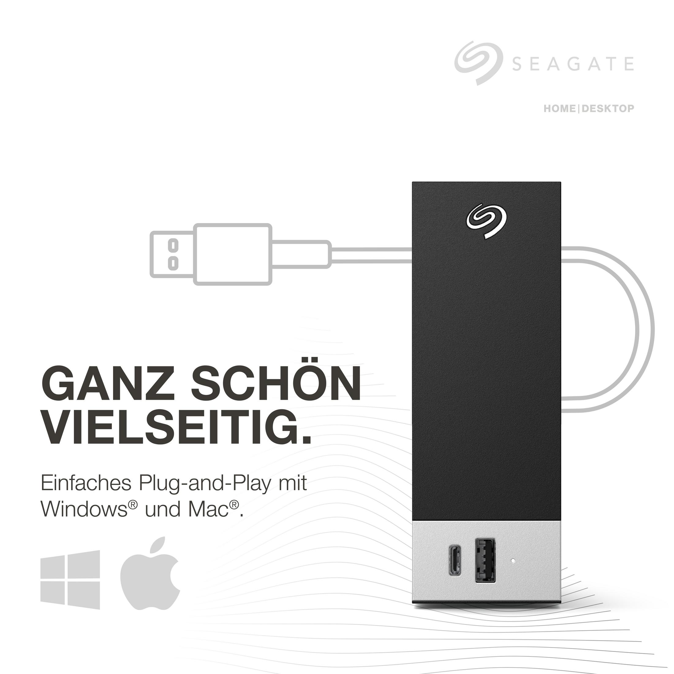 Zewnętrzny dysk twardy Seagate Home Desktop z prostym plug-and-play dla Windows i Mac.