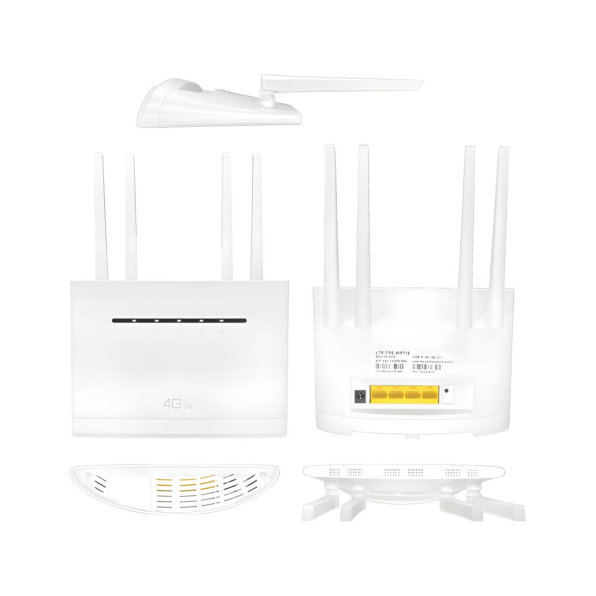 Weißer Router, verschiedene Ansichten. Weißer Hintergrund.