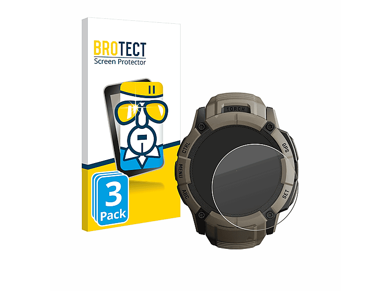 BROTECT Schutzglas Für Garmin Instinct Tactical Edition – Panzerfolie Made In Germany, Kratzfest 9H, Anti-Fingerprint