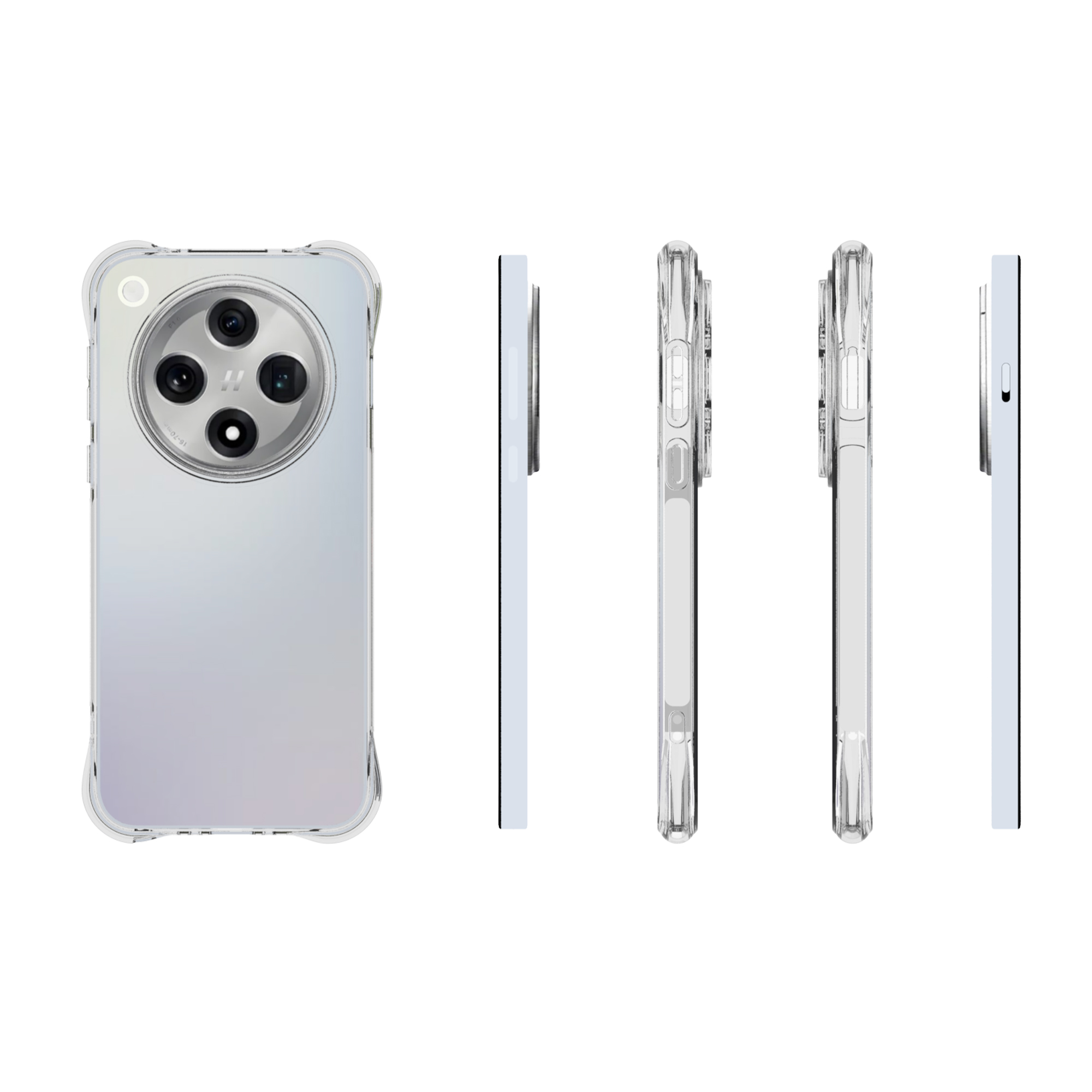 Handyhülle mit transparentem Design. Es gibt fünf verschiedene Ansichten der Handyhülle.