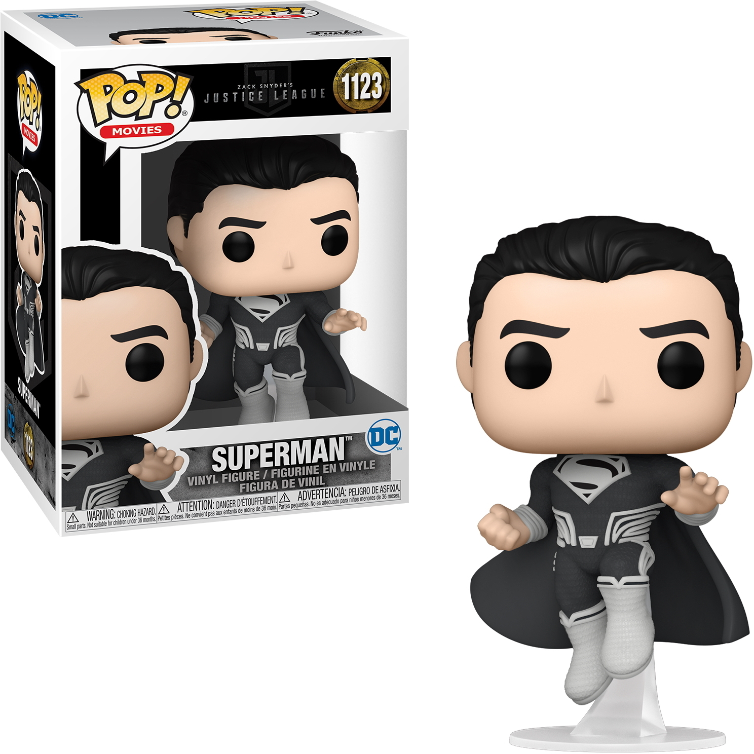 Superman-Figur in und aus der Box.