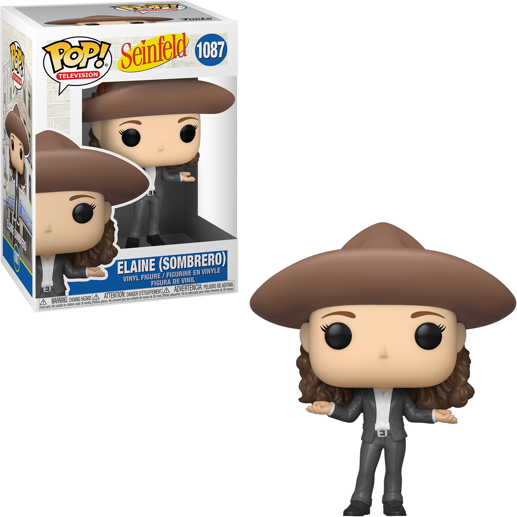 Elaine (Sombrero)-Figur aus Seinfeld. Trägt Hut und Blazer.