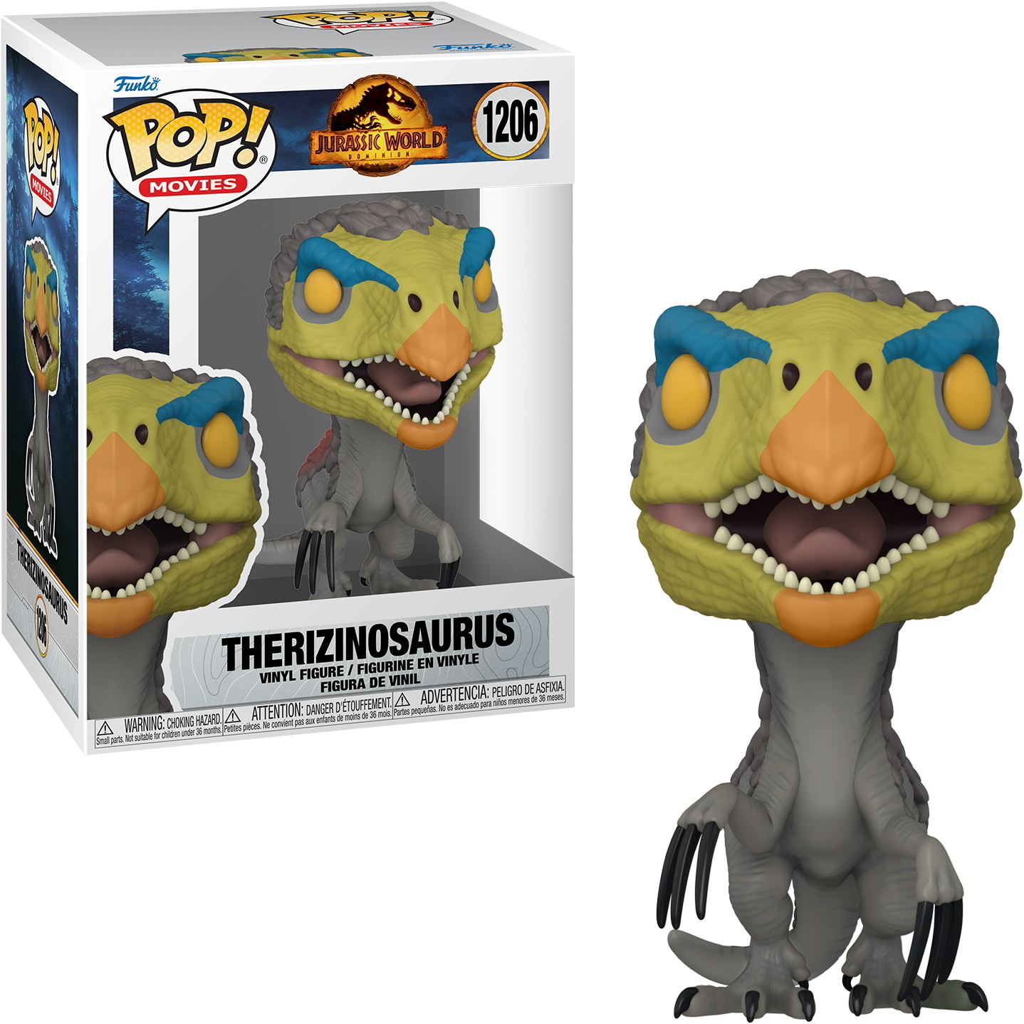 Figura di Therizinosaurus dentro e fuori dalla scatola.