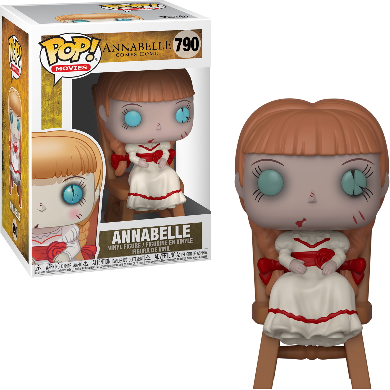 Eine Funko Pop-Figur von Annabelle aus dem Film Annabelle Comes Home.