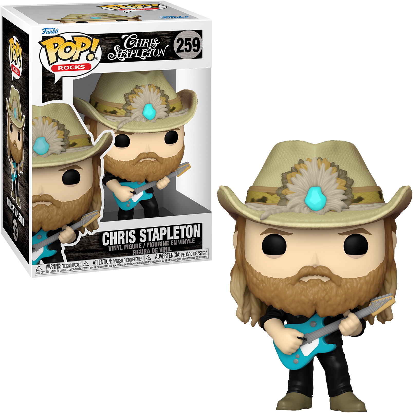 Chris Stapleton Funko Pop Figur mit Gitarre. Trägt einen Hut.