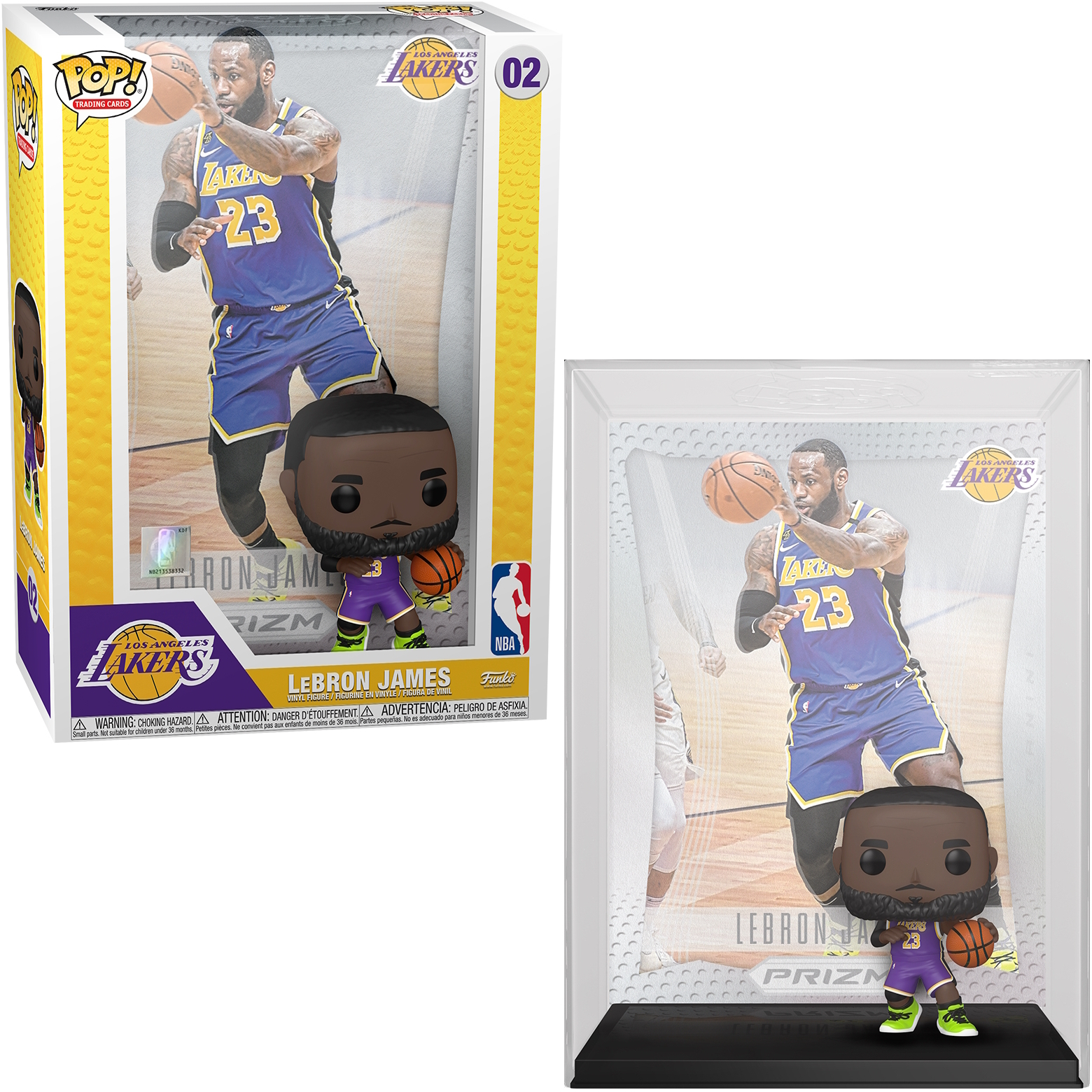 LeBron James Funko Pop Figur in einer Box, plus die Figur außerhalb der Box.