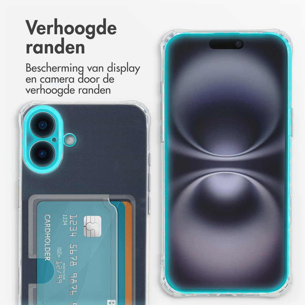 Coque de téléphone avec porte-cartes. Un téléphone inséré montre une carte à l'intérieur.