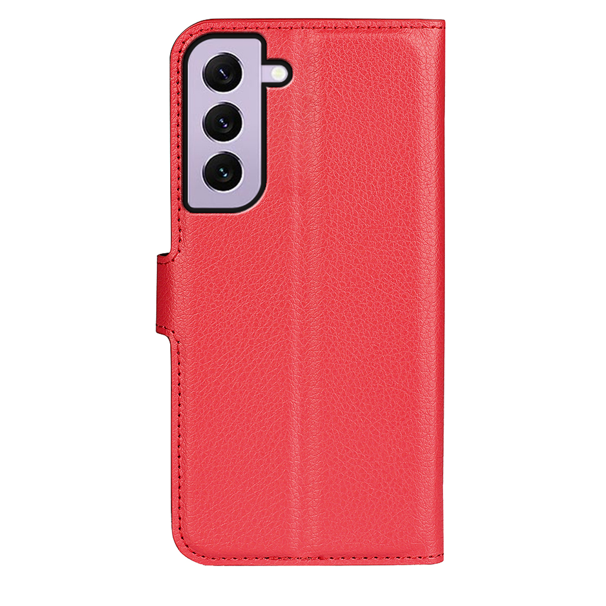Coque de téléphone rouge. La coque est fermée. La coque est de couleur rouge uni.