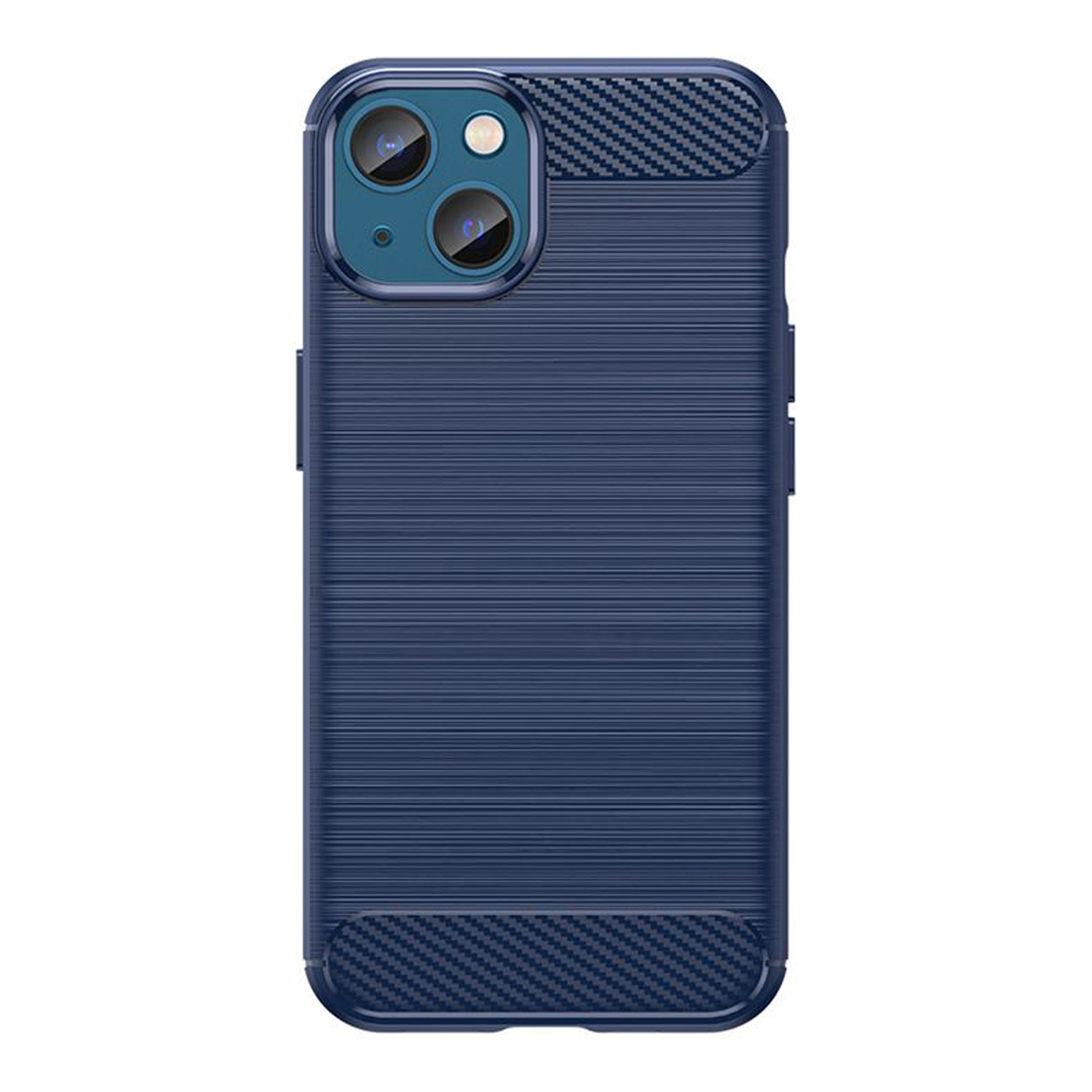 Une coque de téléphone bleue. L'étui est fermé et a un design texturé. Le téléphone est à l'intérieur.