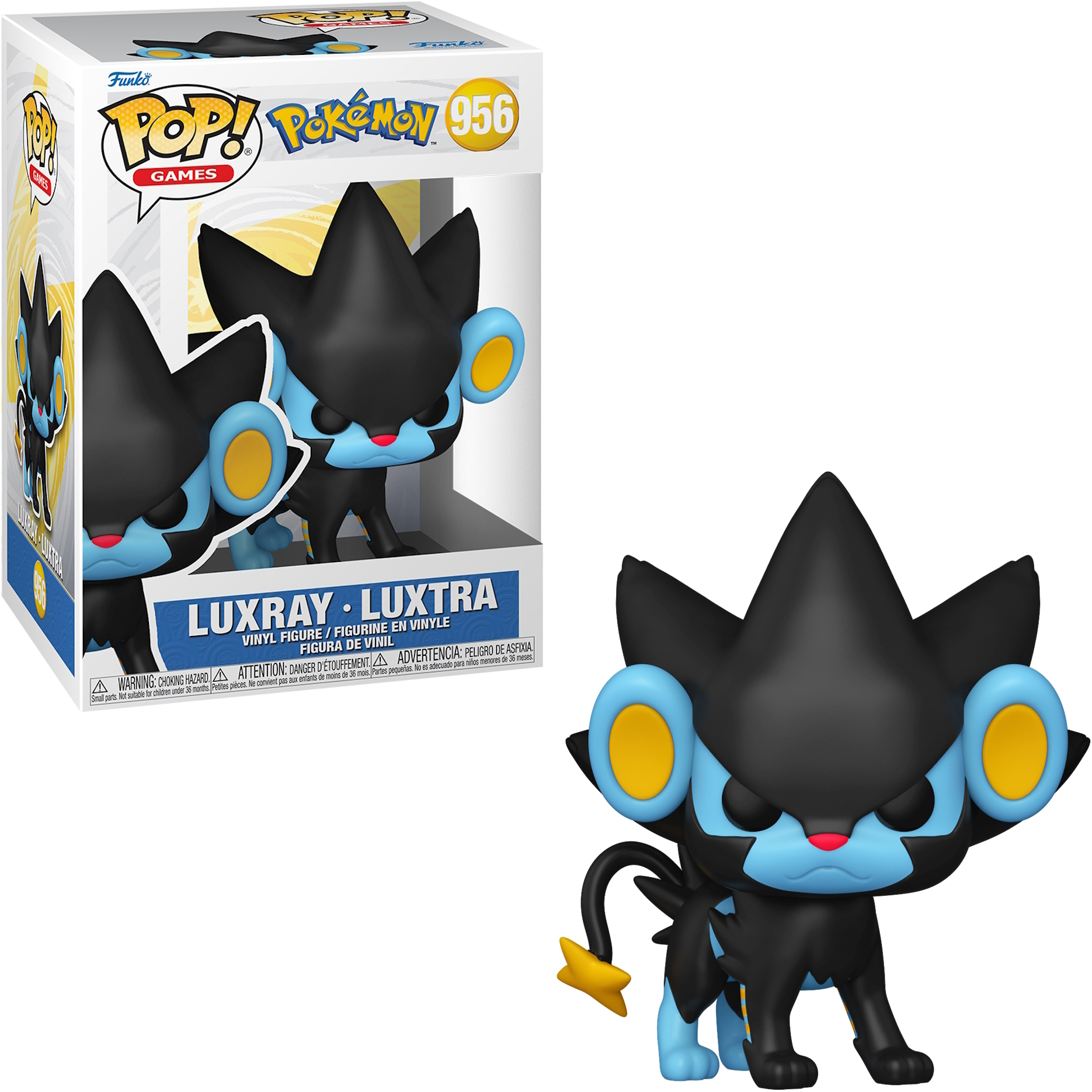 Funko Pop! Luxray Figur in einer Box. Luxray Figur außerhalb der Box.