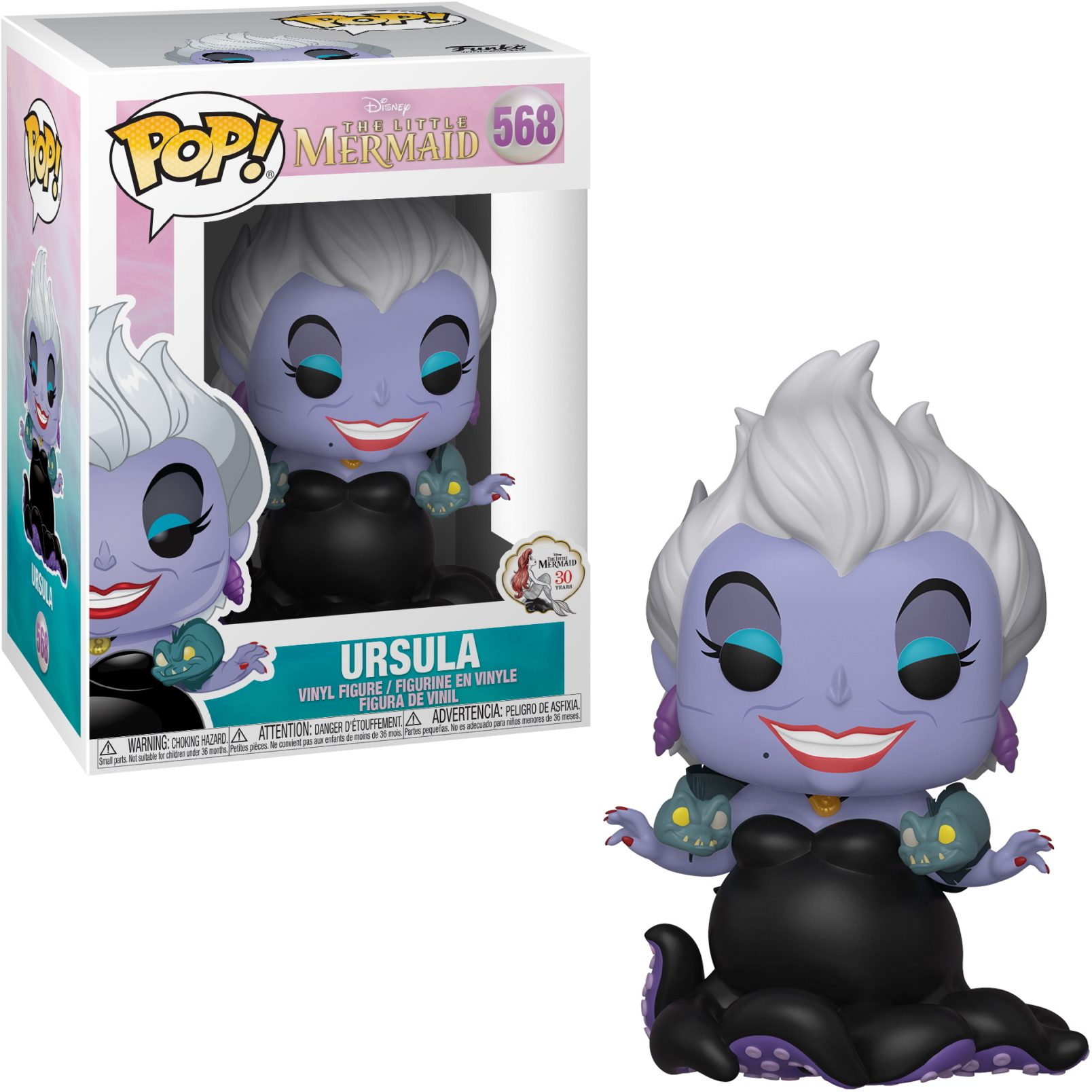 Figura de Ursula de La Sirenita, en una caja Funko Pop. Incluye la figura con un vestido negro.