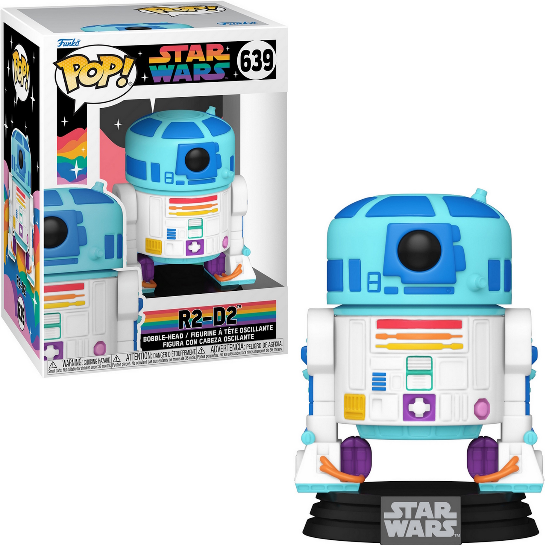 Funko Pop! Figur von R2-D2. Es ist eine Wackelkopf-Figur der Star Wars-Figur.
