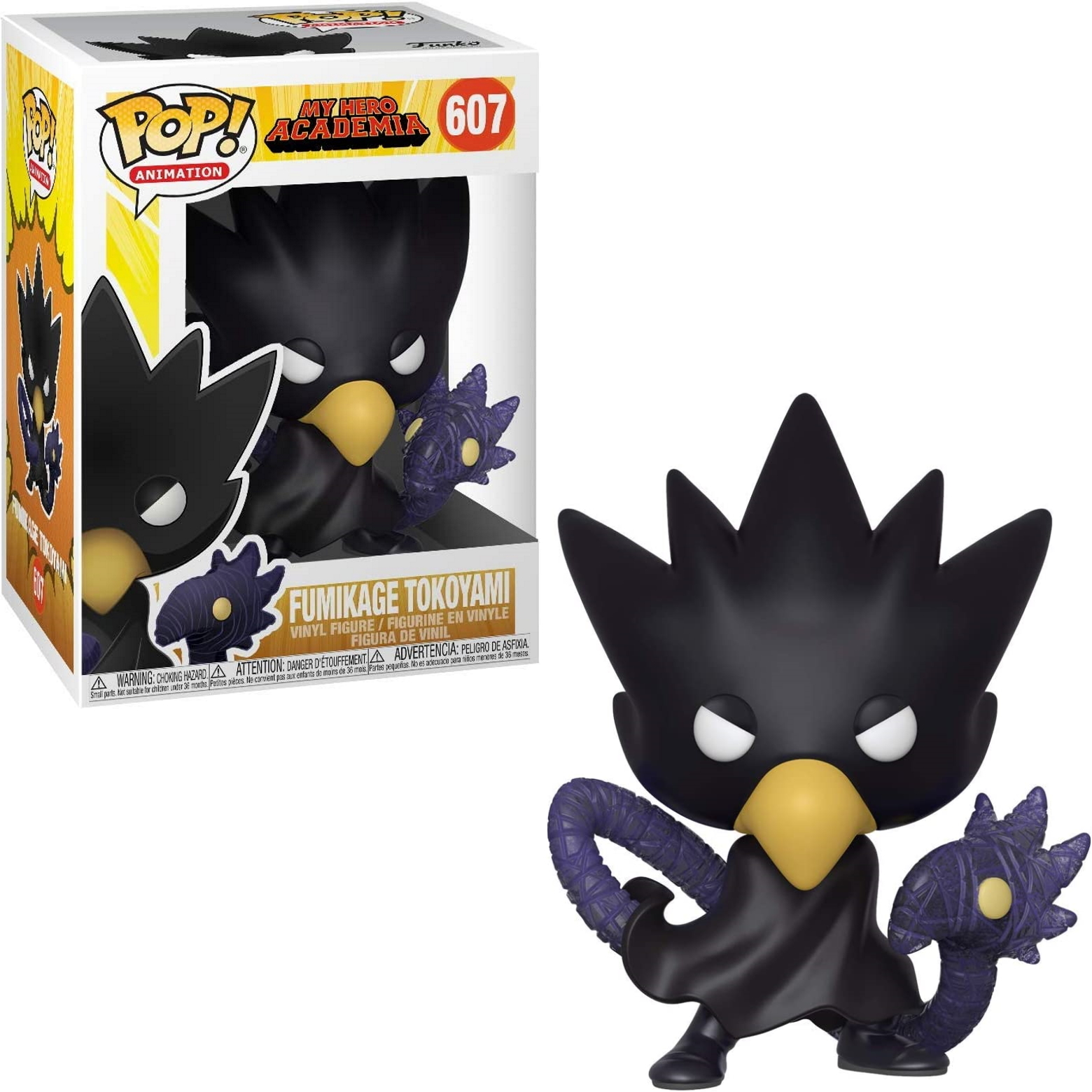 Figurka Funko Pop Fumikage Tokoyami z My Hero Academia, w pudełku.