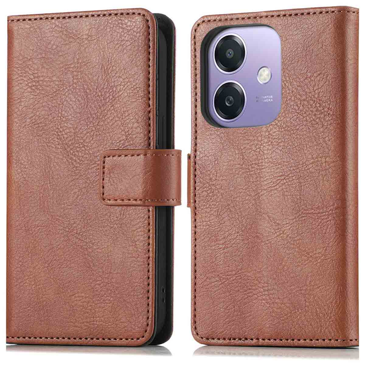 IMOSHION Luxe Bookcase - Geschikt voor Oppo A40 (4G) / Oppo A40M (4G) / Oppo A60 (5G) - Telefoonhoesje voor Oppo Oppo A40/Oppo A40M/Oppo A60 (5G) Bruin