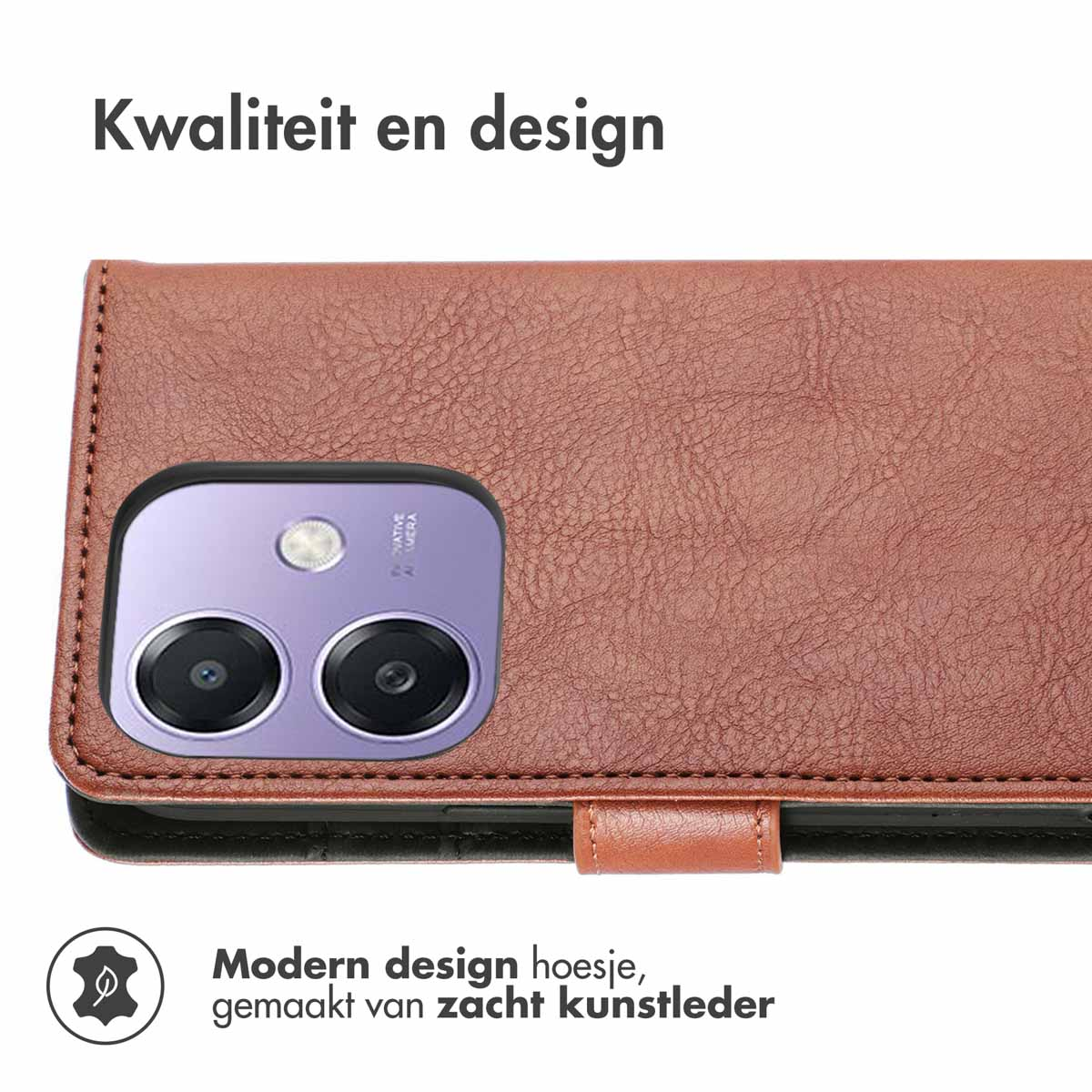 IMOSHION Luxe Bookcase - Geschikt voor Oppo A40 (4G) / Oppo A40M (4G) / Oppo A60 (5G) - Telefoonhoesje voor Oppo Oppo A40/Oppo A40M/Oppo A60 (5G) Bruin