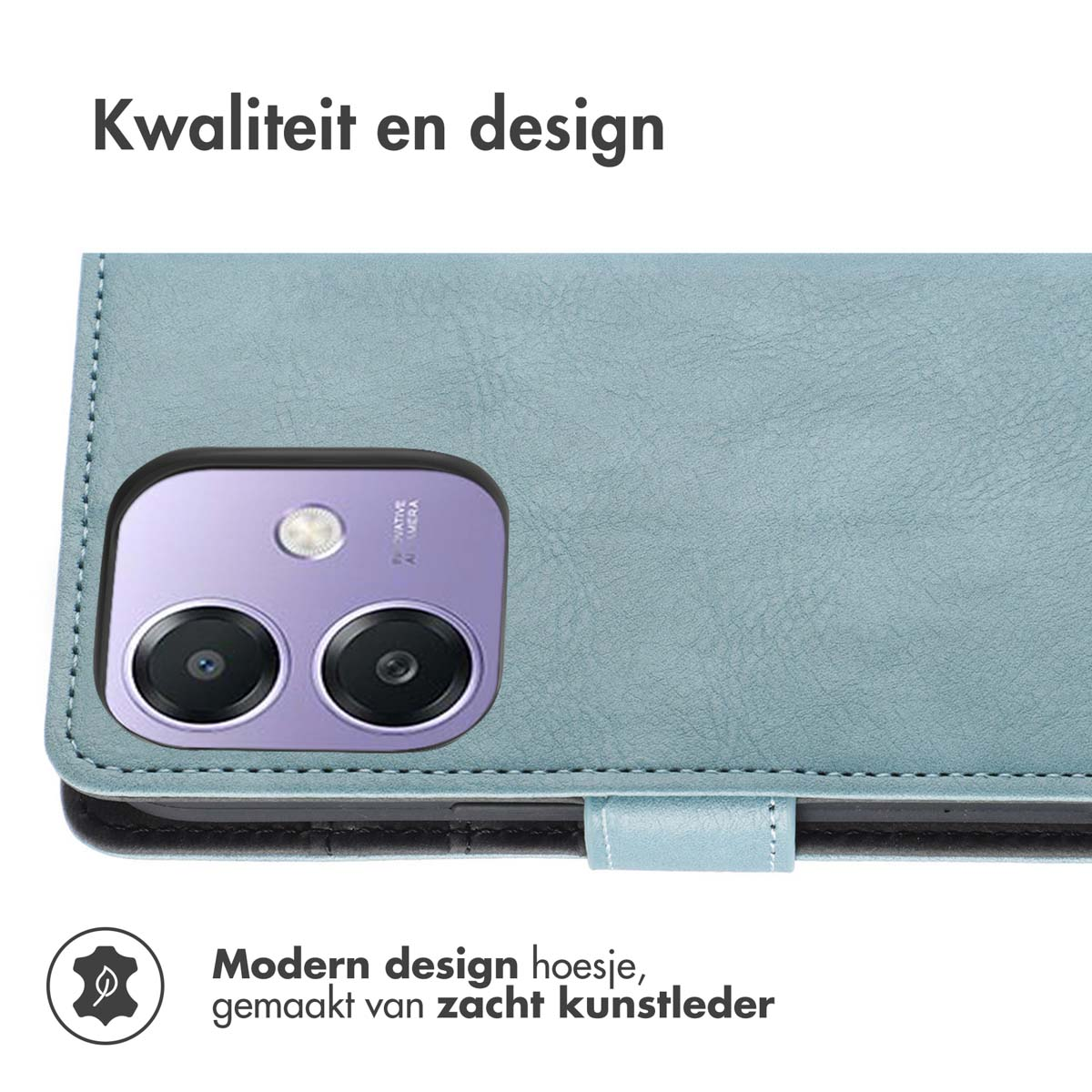IMOSHION Coque folio compatible avec Oppo A40/Oppo A40M/Oppo A60 (5G) Étui de Téléphone voor Oppo Oppo A40/Oppo A40M/Oppo A60 (5G) Bleu clair