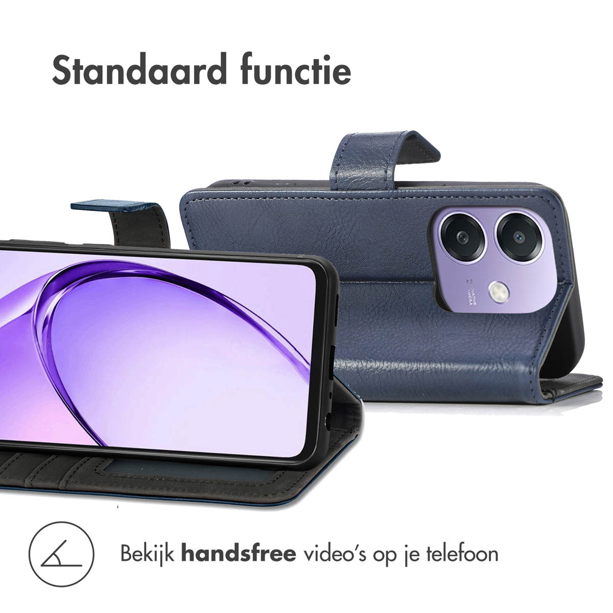 IMOSHION Coque folio compatible avec Oppo A40/Oppo A40M/Oppo A60 (5G) Étui de Téléphone voor Oppo Oppo A40/Oppo A40M/Oppo A60 (5G) Bleu foncé