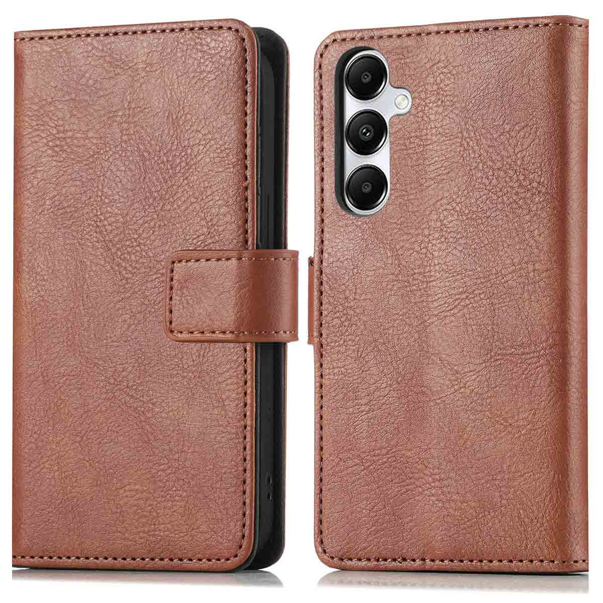 IMOSHION Luxe Bookcase - Geschikt voor Samsung Galaxy S25 Plus - Telefoonhoesje voor Samsung Samsung Galaxy S25 Plus Bruin