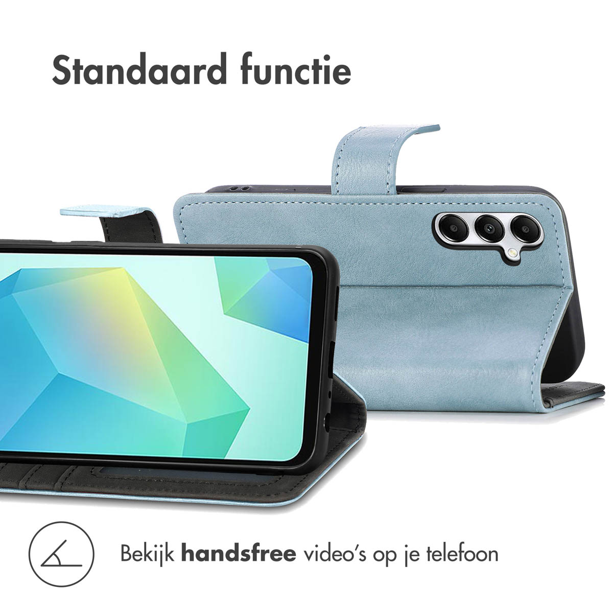 IMOSHION Luxe Bookcase - Geschikt voor Samsung Galaxy S25 Plus - Telefoonhoesje voor Samsung Samsung Galaxy S25 Plus Lichtblauw