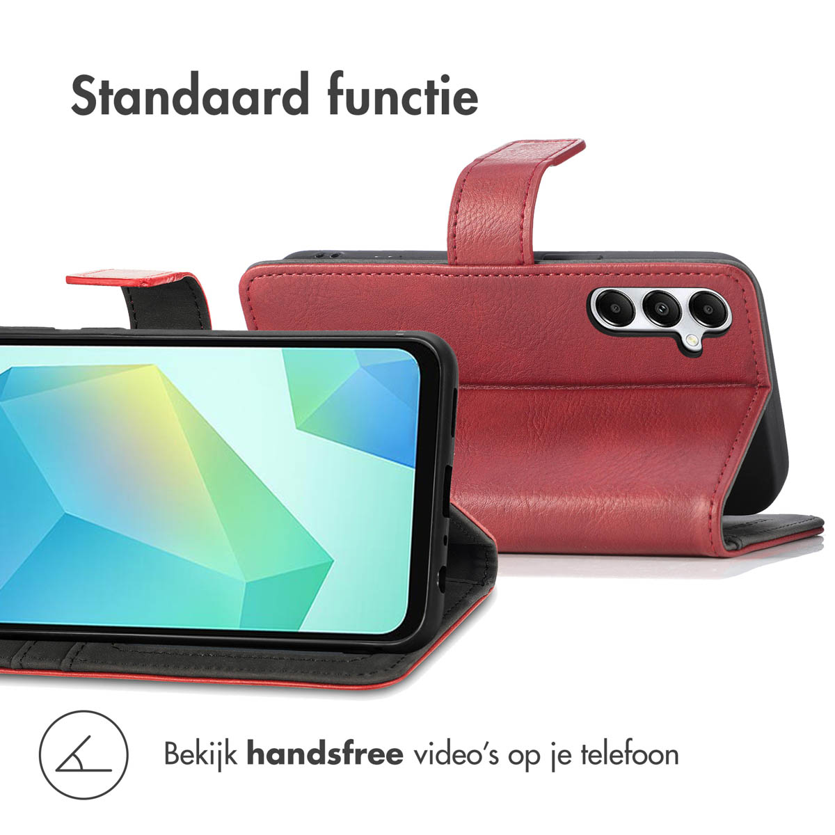 IMOSHION Luxuriöse Klapphülle, Bookcover, Samsung, Galaxy A16 (4G)/ Galaxy A16 (5G), Rot