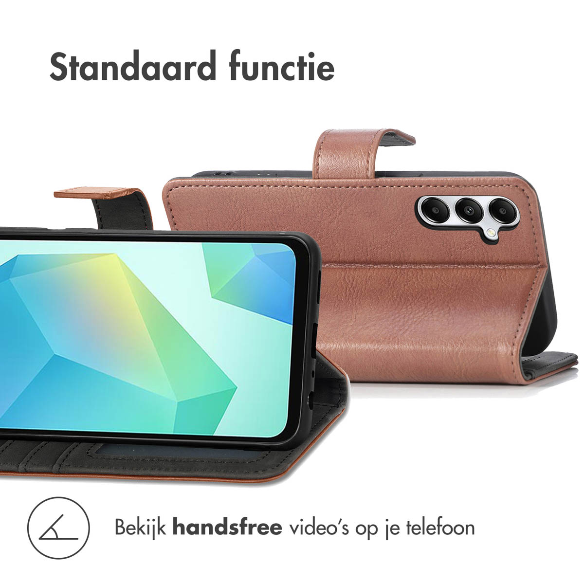 IMOSHION Luxe Bookcase - Geschikt voor Samsung Galaxy S25 Plus - Telefoonhoesje voor Samsung Samsung Galaxy S25 Plus Bruin