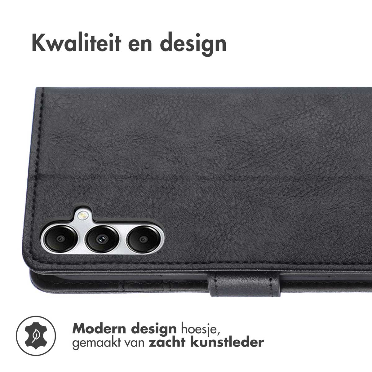 IMOSHION Luxuriöse Klapphülle, Bookcover, Samsung, Galaxy A16 (4G)/ Galaxy A16 (5G), Schwarz