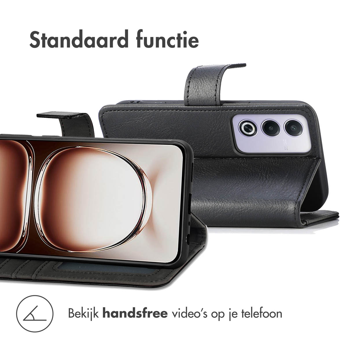 IMOSHION Luxe Bookcase - Geschikt voor Oppo A80 5G - Telefoonhoesje voor Oppo Oppo A80 (5G) Zwart