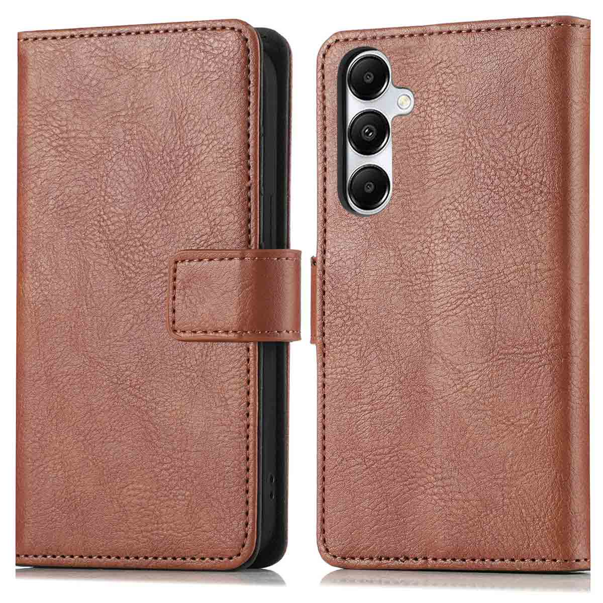 IMOSHION Luxe Bookcase - Geschikt voor Samsung Galaxy S25 / S24 - Telefoonhoesje voor Samsung Samsung Galaxy S24/Samsung Galaxy S25 Bruin