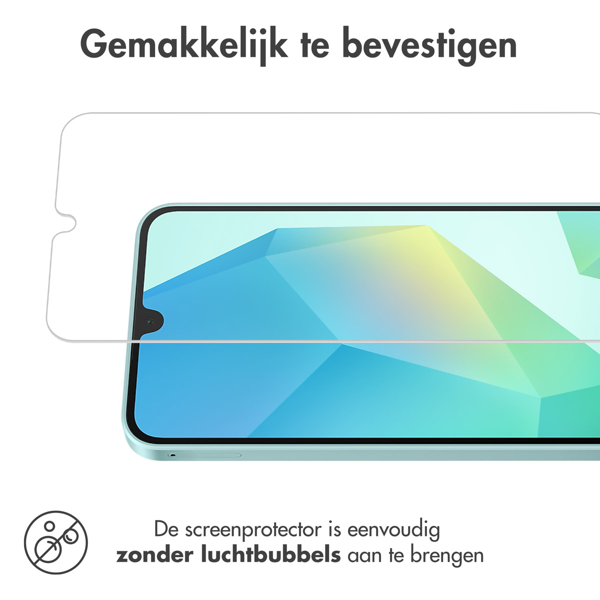 Een telefoon met een schermbeschermer die op het scherm is aangebracht.