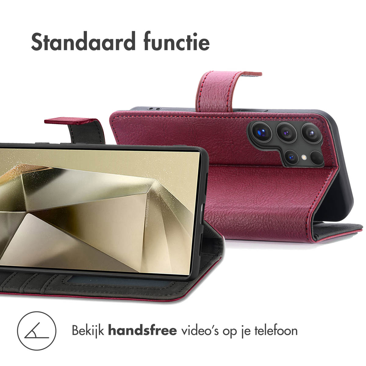 IMOSHION Coque folio compatible avec Samsung Galaxy S25 Ultra Étui de Téléphone voor Samsung Samsung Galaxy S25 Ultra Rouge foncé