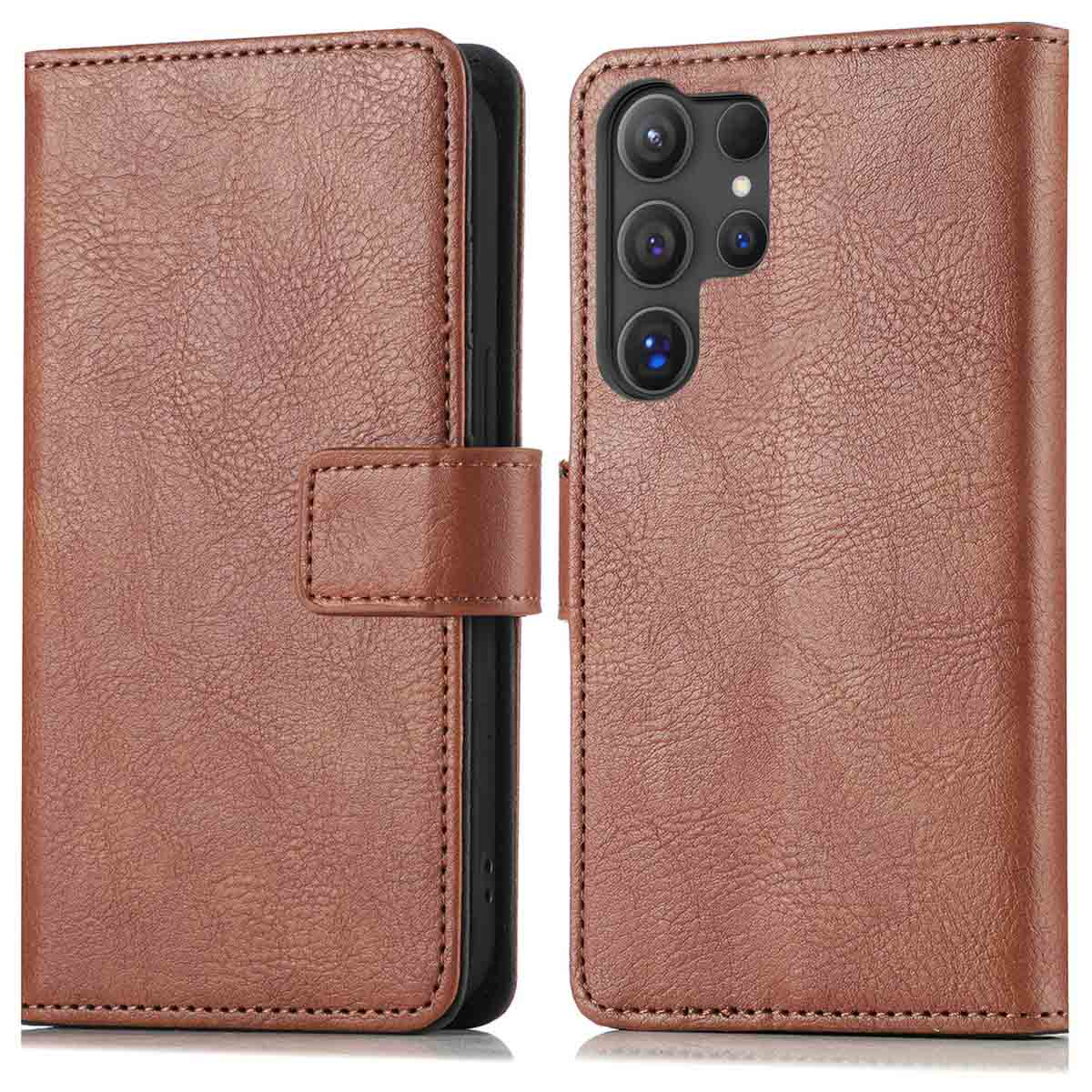 IMOSHION Coque folio compatible avec Samsung Galaxy S25 Ultra Étui de Téléphone voor Samsung Samsung Galaxy S25 Ultra Marron