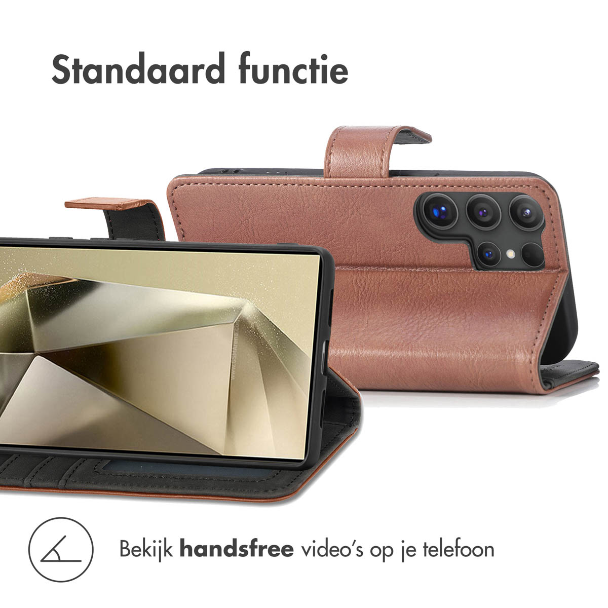 IMOSHION Coque folio compatible avec Samsung Galaxy S25 Ultra Étui de Téléphone voor Samsung Samsung Galaxy S25 Ultra Marron