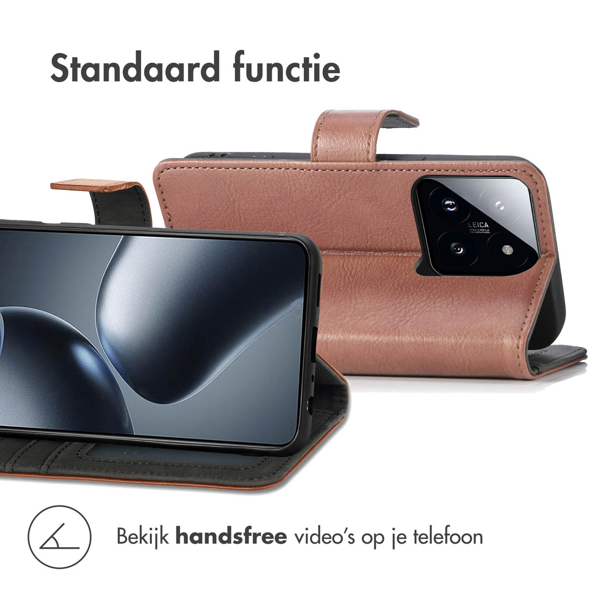 IMOSHION Coque folio compatible avec Xiaomi 14T Pro Étui de Téléphone voor Xiaomi Xiaomi 14T Pro Marron