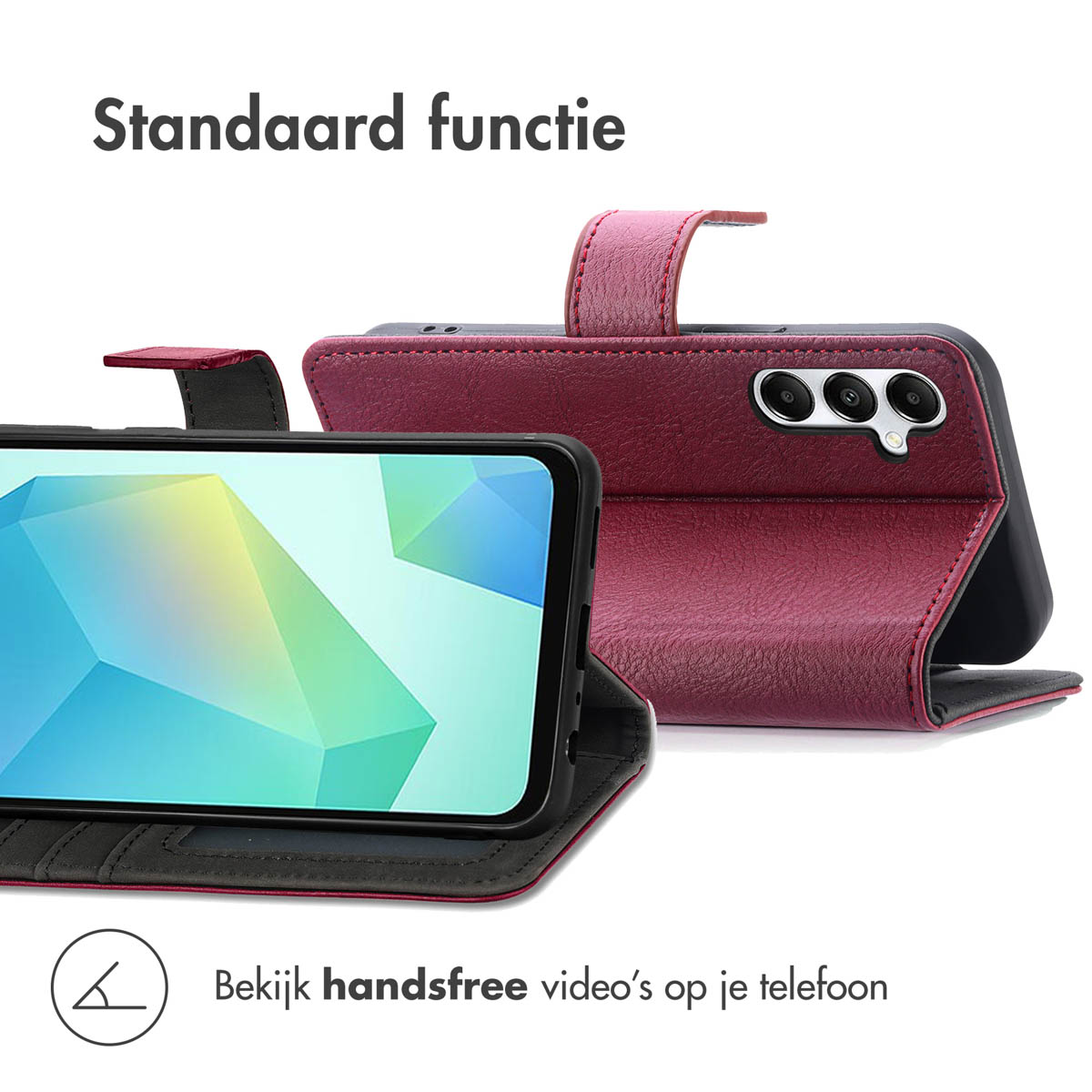 IMOSHION Luxuriöse Klapphülle, Bookcover, Samsung, Galaxy A16 (4G)/ Galaxy A16 (5G), Dunkelrot