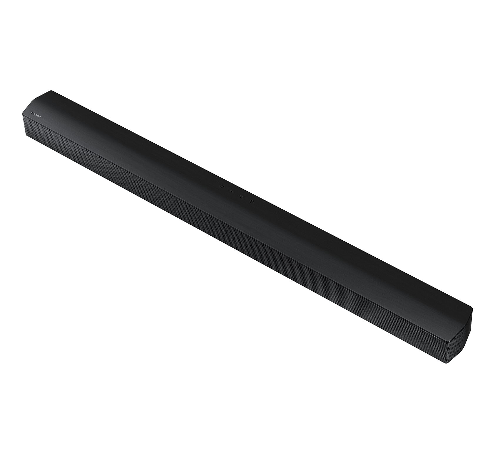 Barra de sonido negra sobre fondo blanco, ligeramente en ángulo.