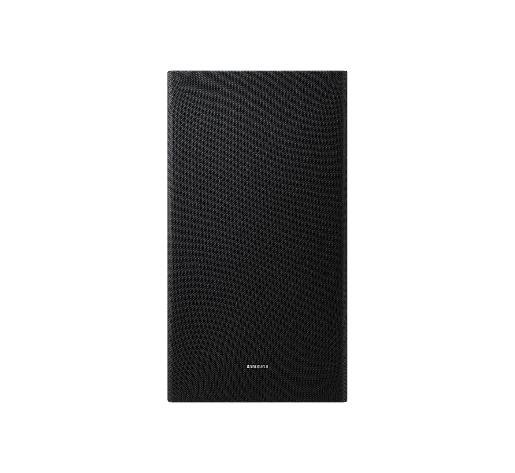 Un altavoz rectangular negro con una parte frontal de malla, el logotipo de Samsung es visible.
