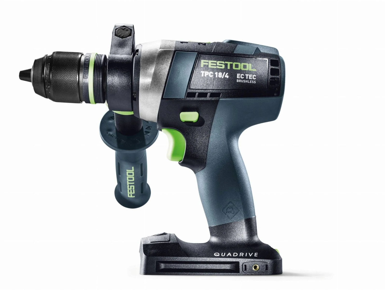 Czarno-szara wiertarka Festool z zielonym uchwytem.