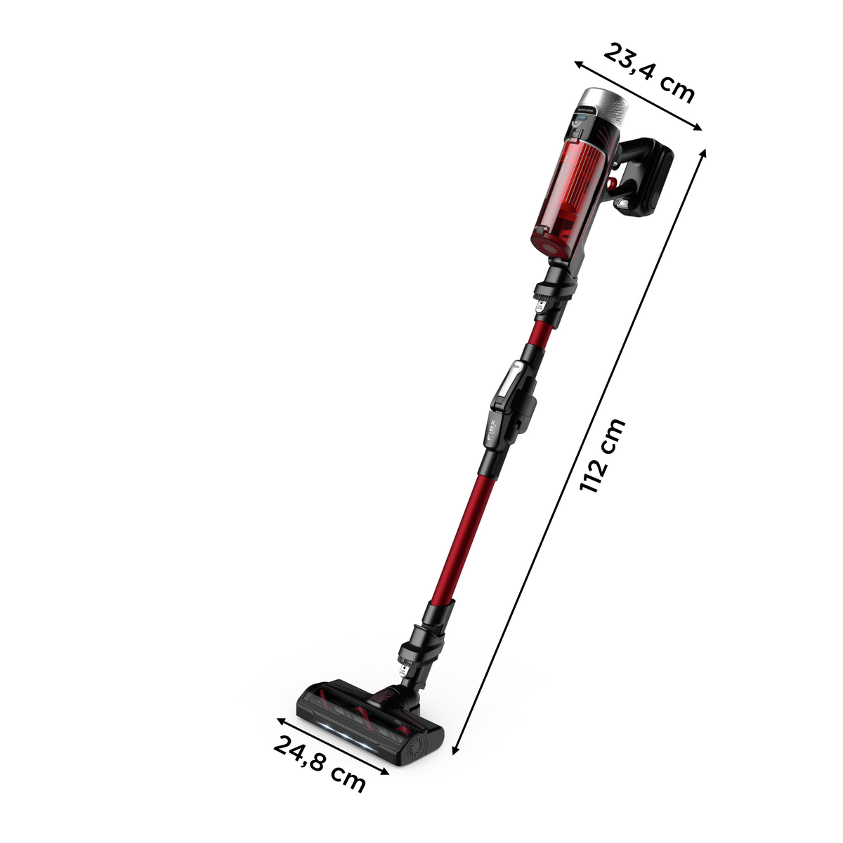 Aspirador escoba - ROWENTA RH2079WO, 250 W, Potencia de succión 100 W, Depósito 0,4 l, Autonomía 45 min, Negro, Rojo