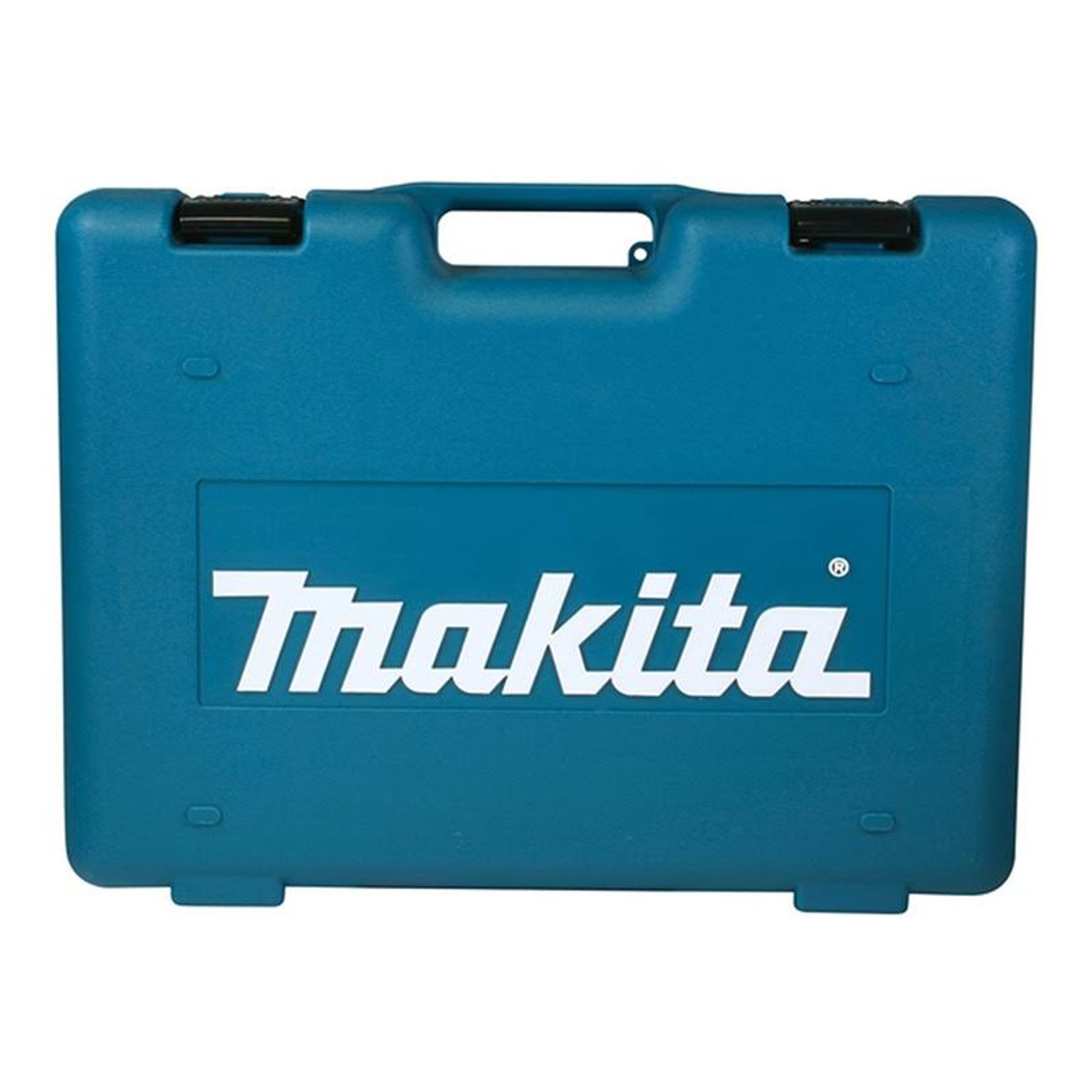 Una cassetta degli attrezzi color verde acqua con la scritta "Makita" in lettere bianche.