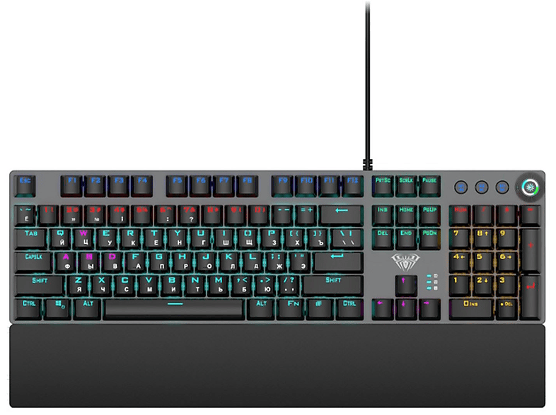 AULA Aula F2058 Bilek Destekli RGB Makrolu Mekanik Kablolu Oyuncu Klavyesi Kablolu / usb-a Mekanik kablolu oyuncu klavyesi Siyah