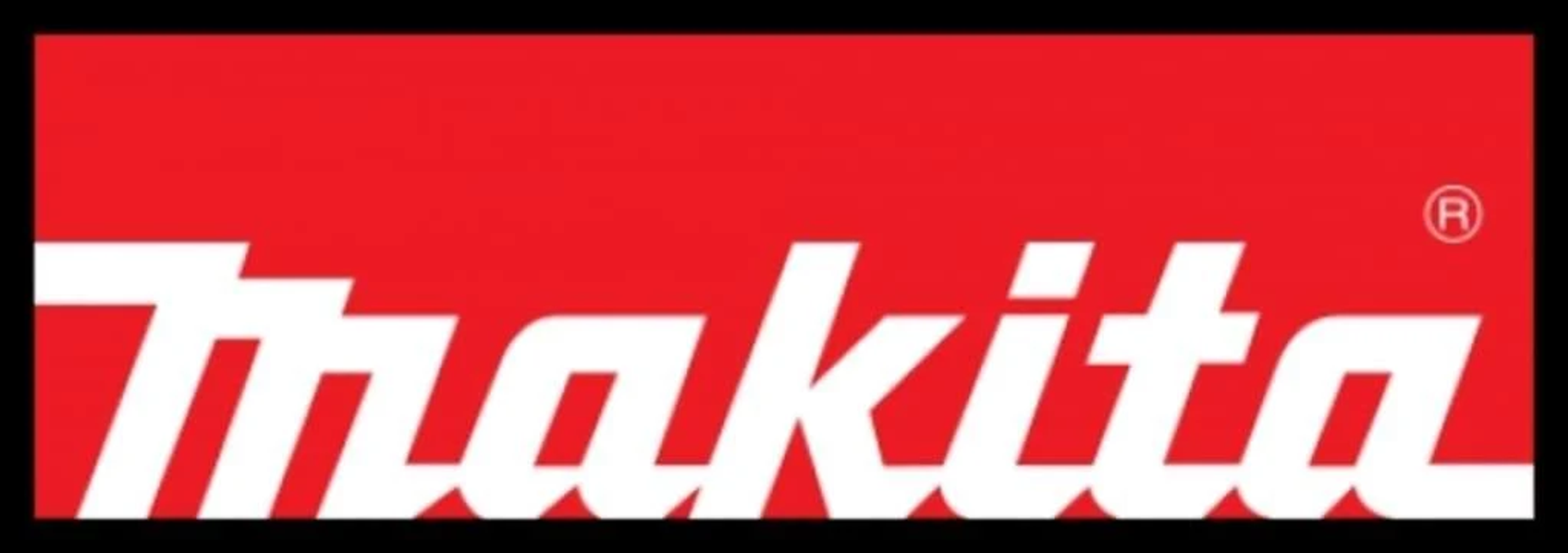 Logo Makita w czerwonym prostokącie, biały tekst.