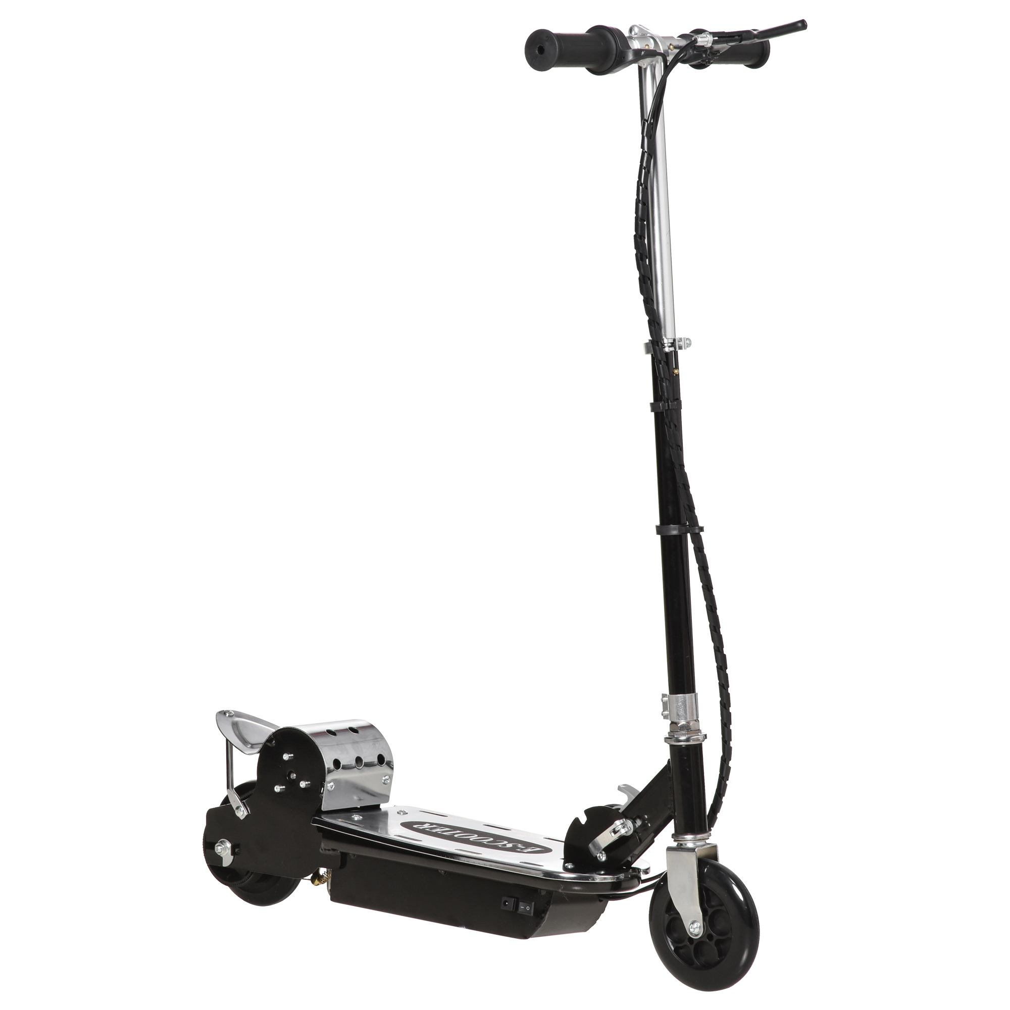 Monopattino elettrico nero e argento.