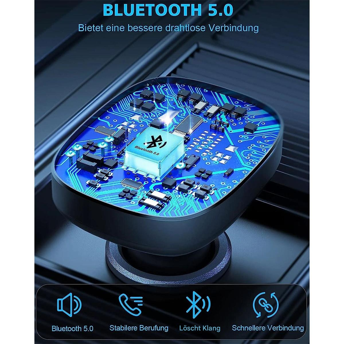 Bluetooth 5.0 Ohrhörer-Etui. Das Produkt wird mit der Schaltung gezeigt.