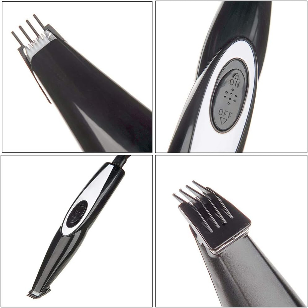 Nahaufnahmen eines schwarz-weißen Haarschneiders mit Knöpfen.