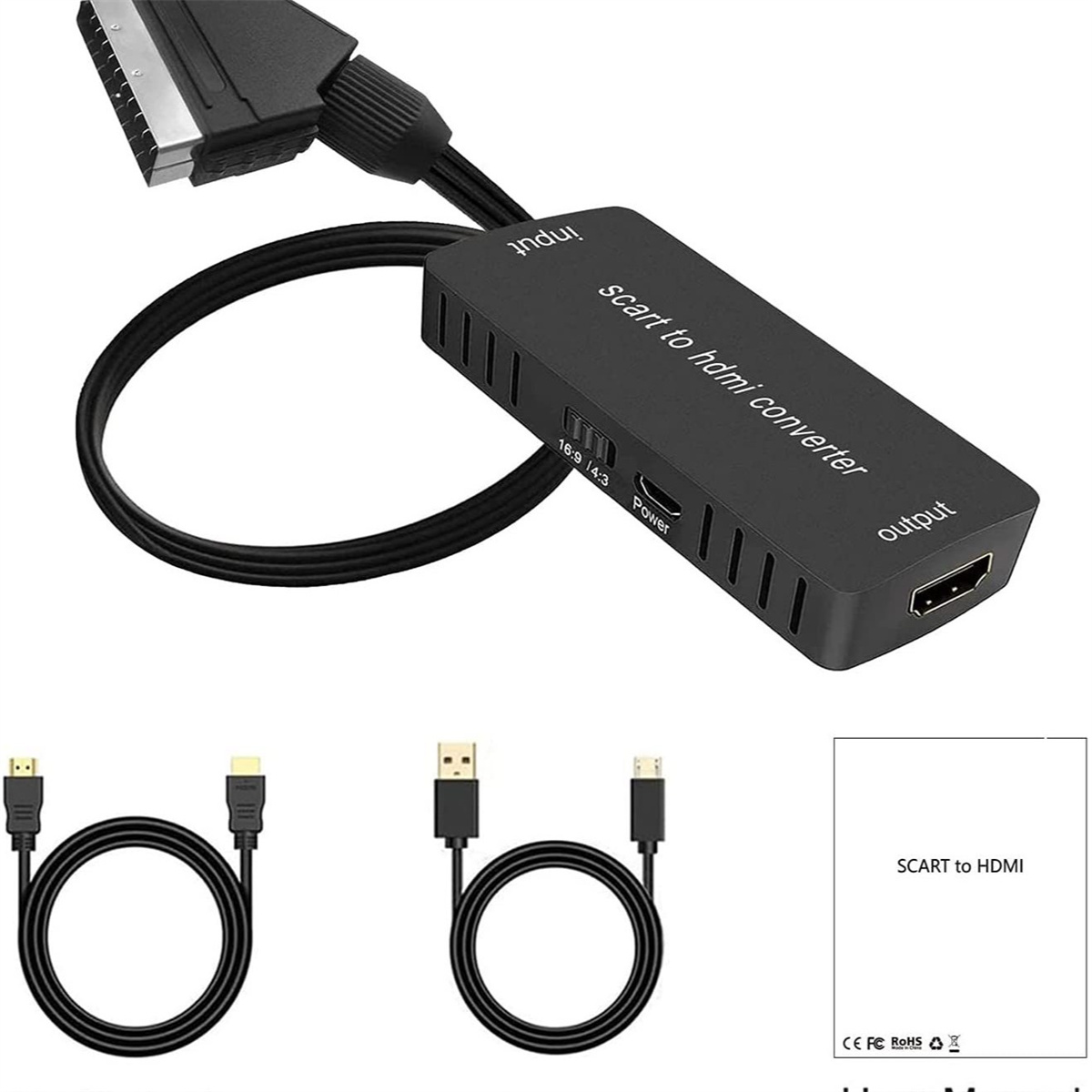 AV:Link Scart-zu-HDMI Konverter – Wandelt Analoge Signale Für Moderne TVs, Inkl. USB-Stromkabel