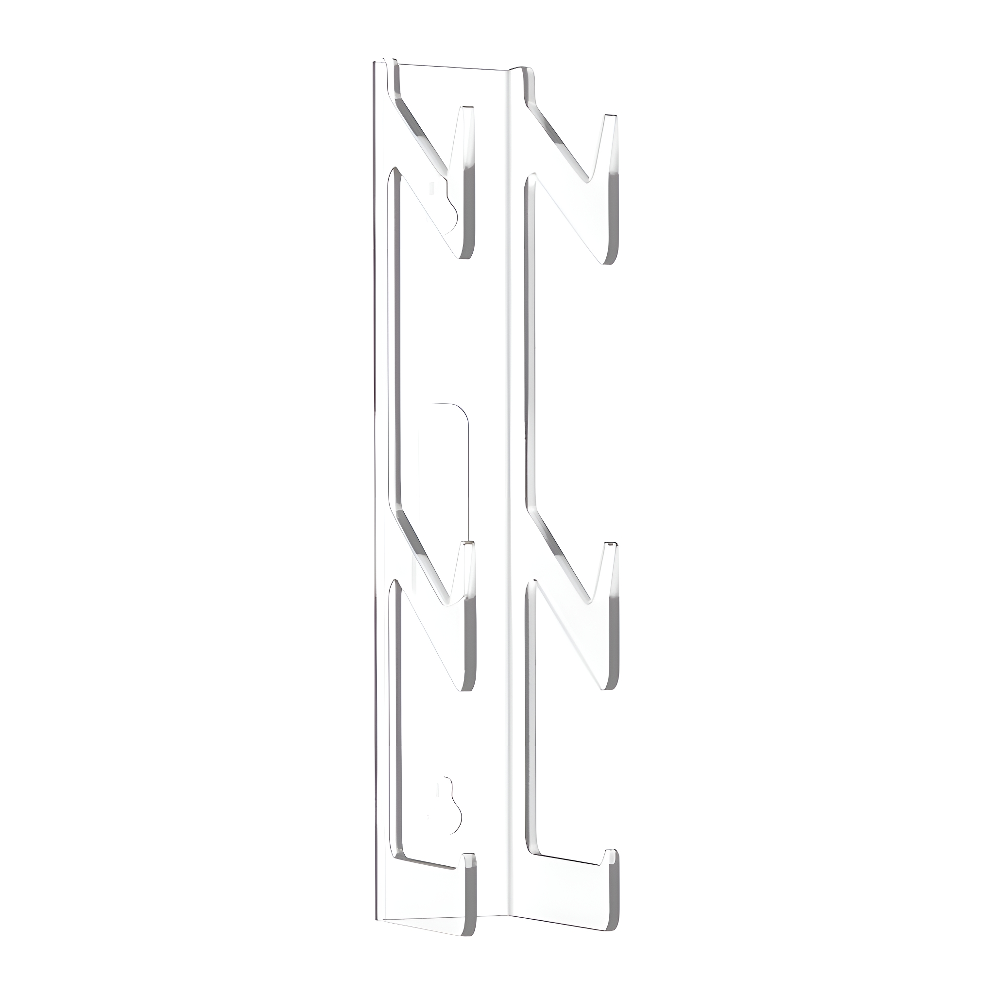 Transparenter Wandhalter aus Acryl mit Haken für Gegenstände wie Kopfhörer oder Kabel.