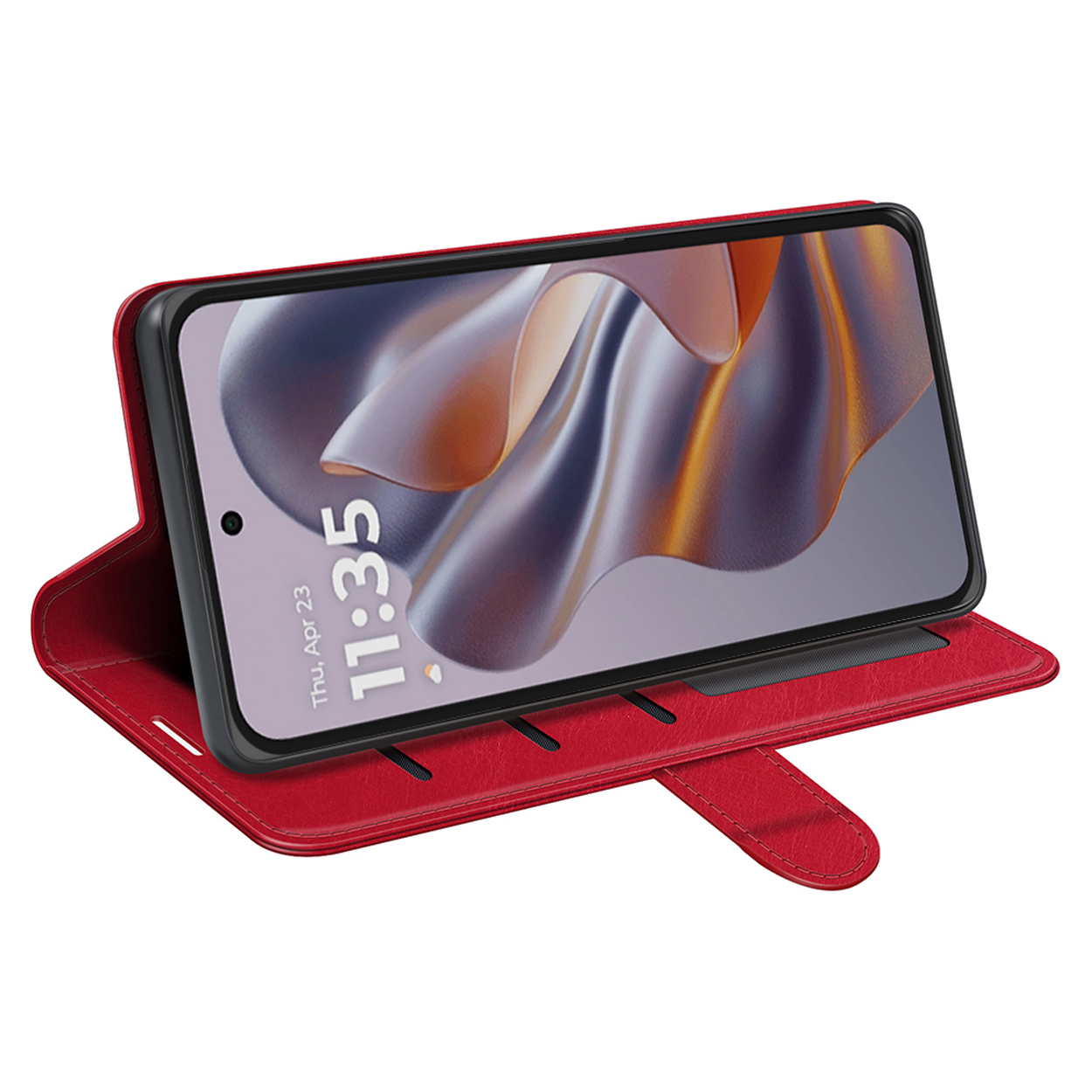 Hoesje Compatibel met Motorola Edge 60 Pro, RFID Block Magnetische Flip Lederen Schokbestendige Beschermhoes met Kaartsleuven, Kickstand