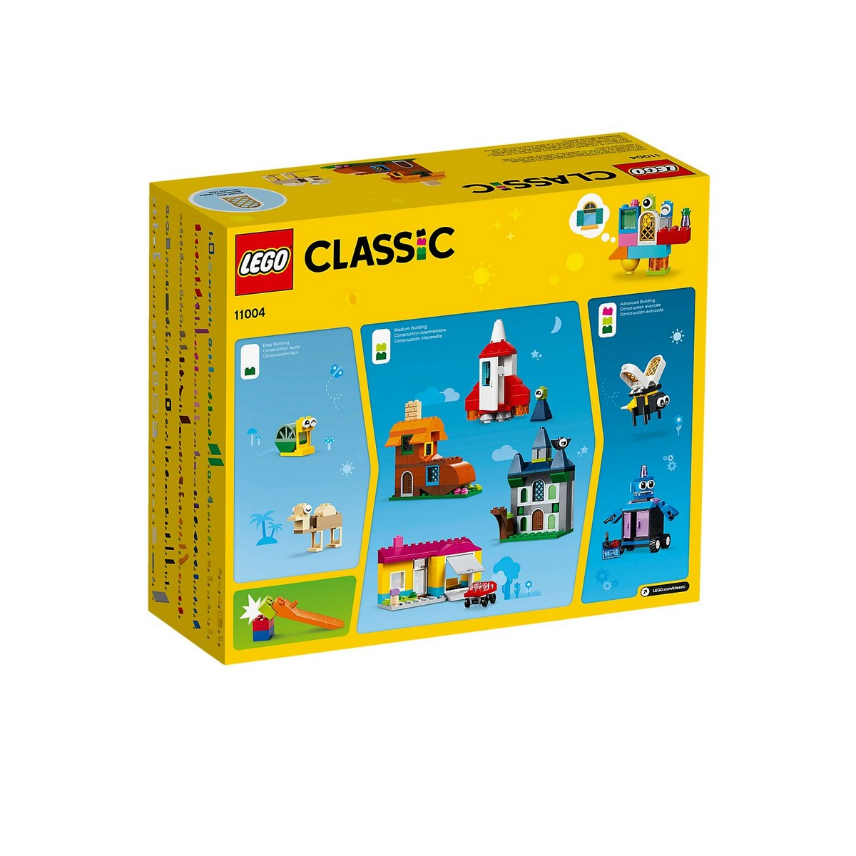 Scatola Lego Classic: Retro della scatola con varie creazioni Lego e idee.